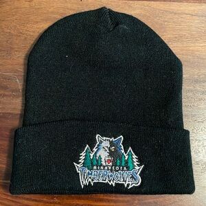 NBA Licensed Logo 7 Minnesota Timberwolves Embroidered Beanie Knit Hat - Black